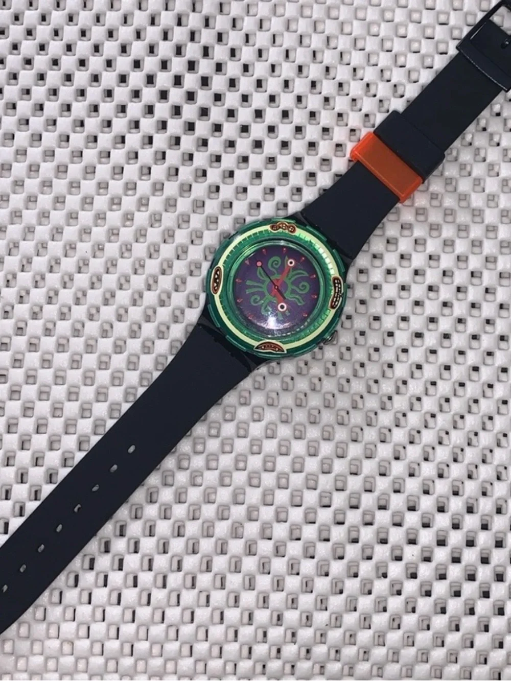 Fun Green and Black Swatch Watch, scuba watch, waterproof